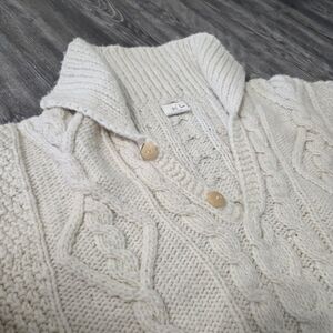 Native Creations Men’s Shawl Collar Cable Knit Wool Handmade Sweater SIZE L